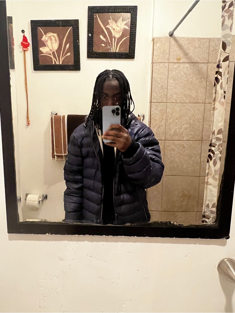 Moncler Men's Blue Hooded Down Puffer Jacket Full Zip Logo Patch Size M